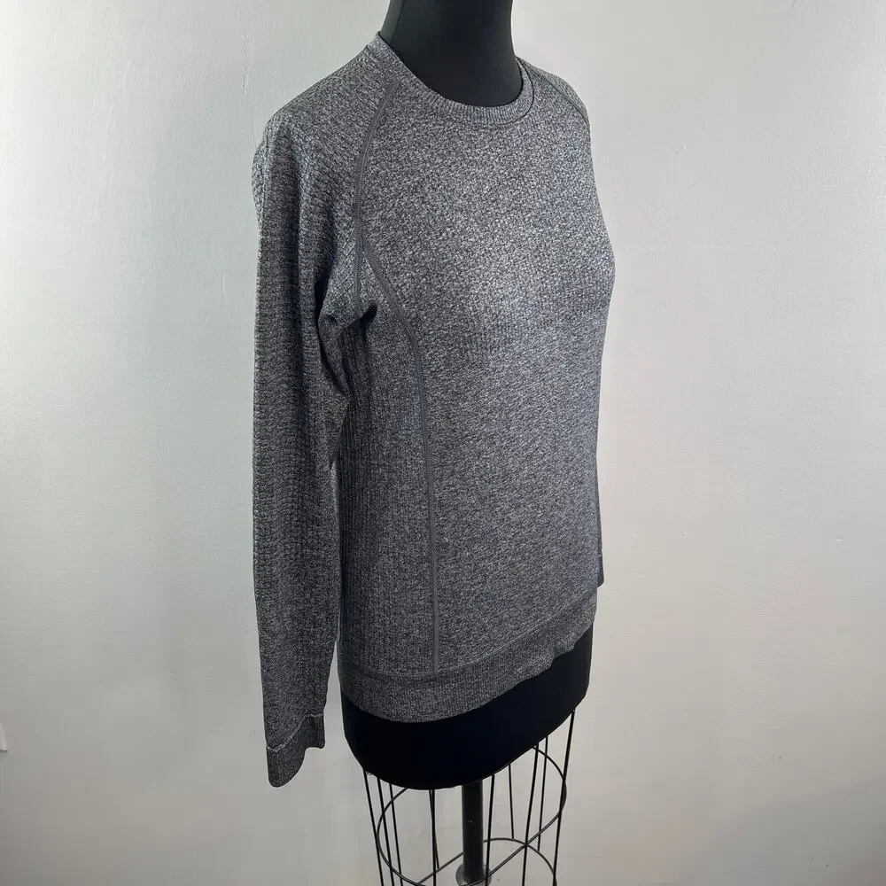 Lululemon Engineered Warmth Wool Long Sleeve Crew Black White Pullover Top Sz? M